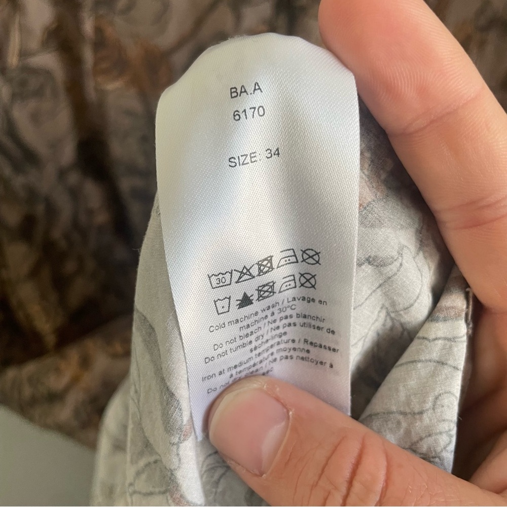 Ganni Oversized Poplin Maxi Shirt Dress EU 34 Cotton Brown Botanical Print - Picture 15 of 16